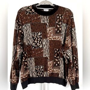 90’s Funky Multicolor Eclectic‎ Grandpa Animal Print Vintage Crewneck Sweater